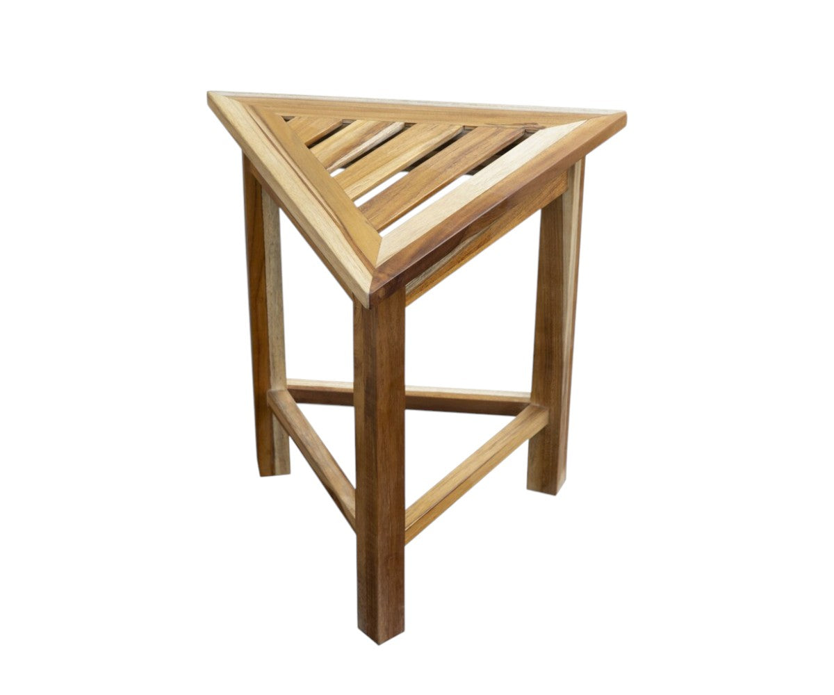 15" Brown Teak Corner Shower Bench-2