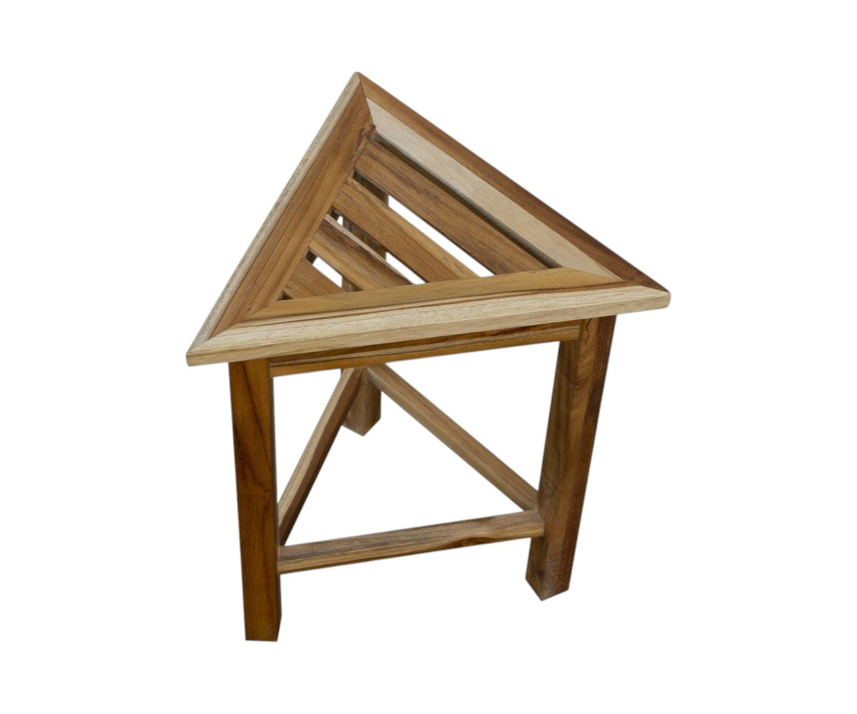 15" Brown Teak Corner Shower Bench-3