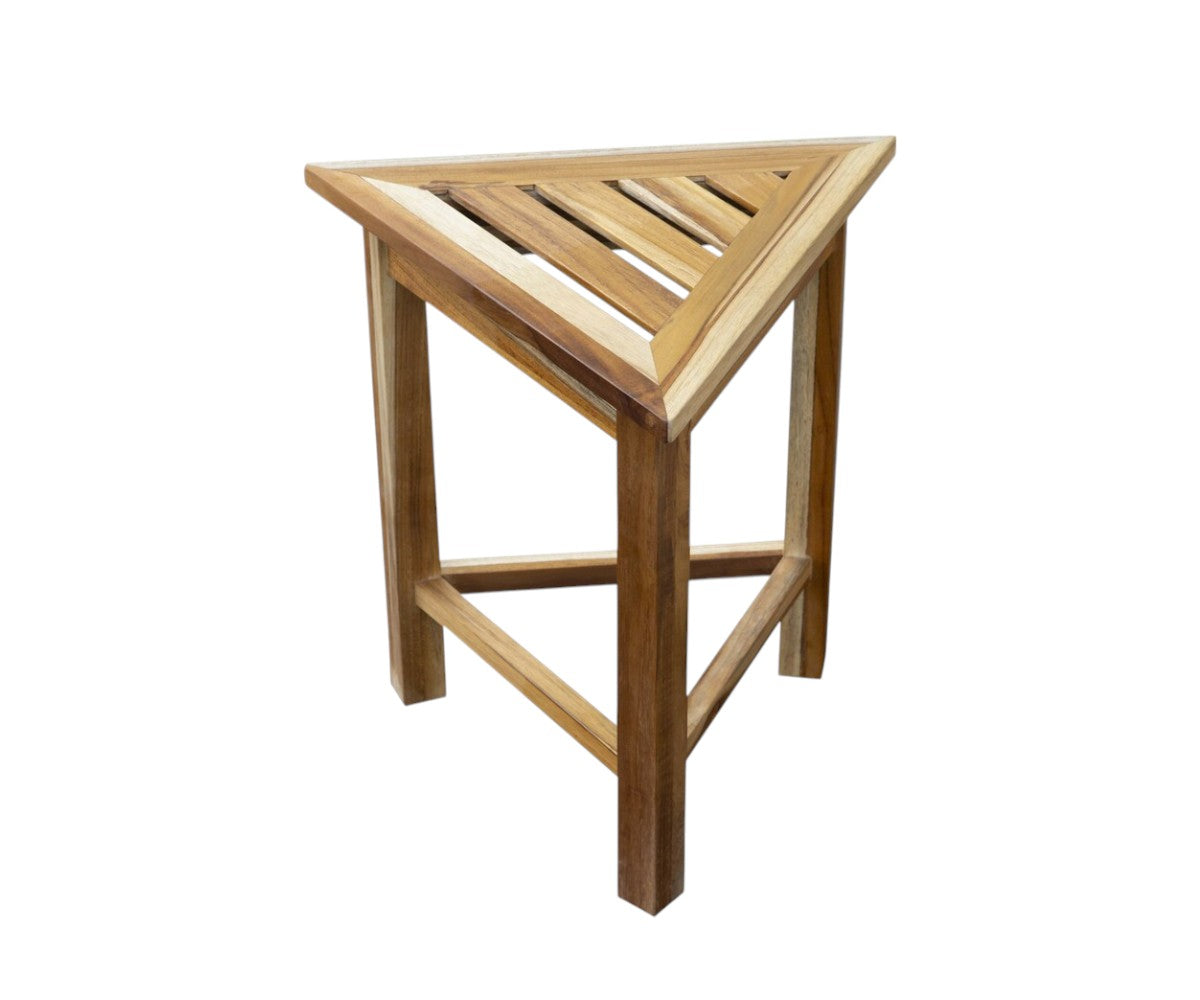 15" Brown Teak Corner Shower Bench-4