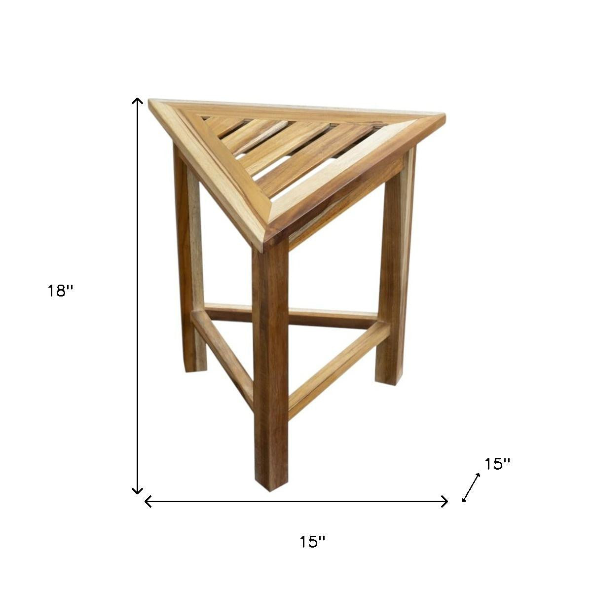 15" Brown Teak Corner Shower Bench-6