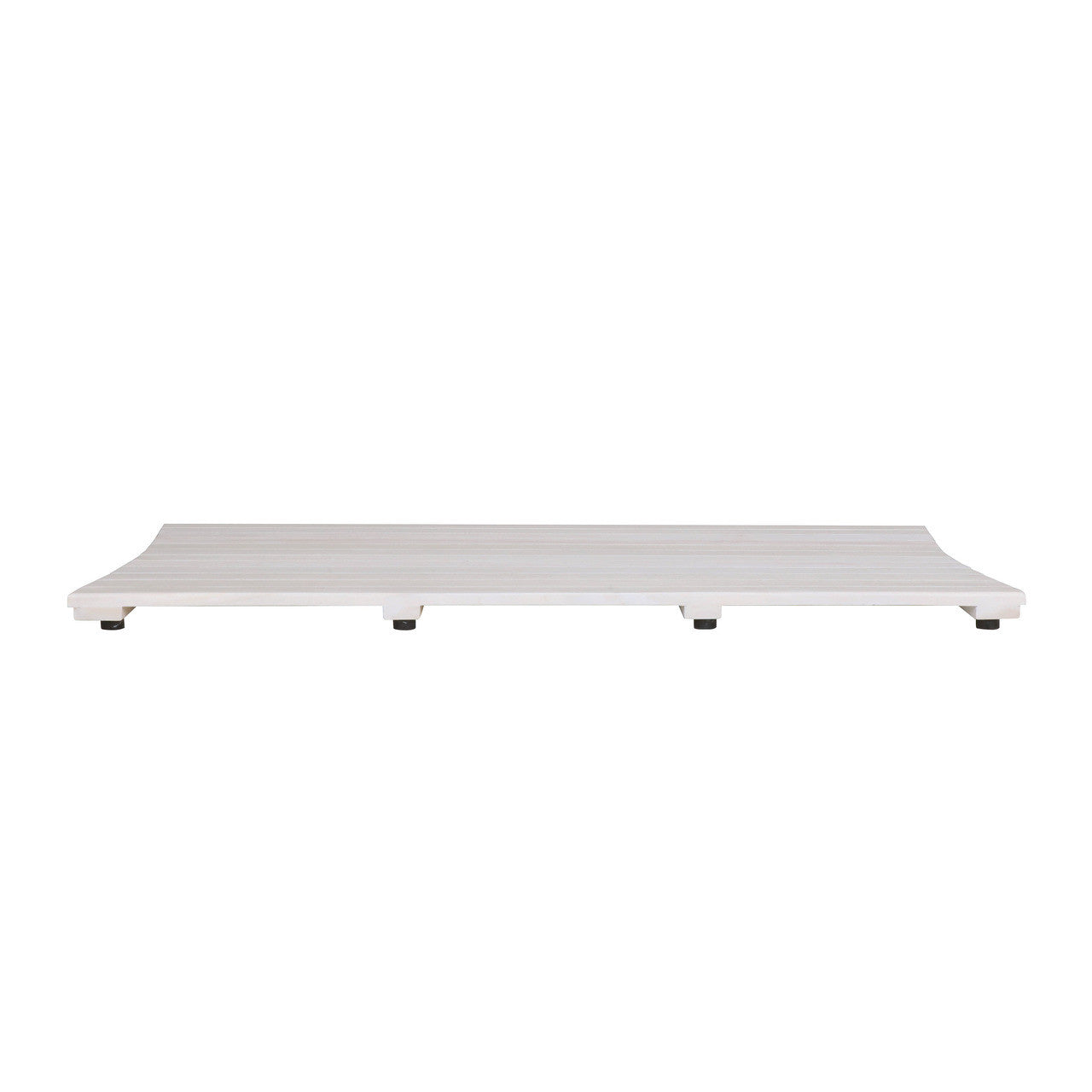 40" White Teak Slat Non Slip Bath Mat-2