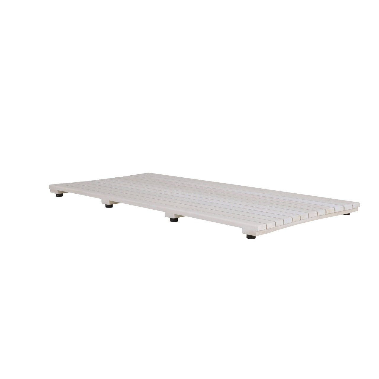 40" White Teak Slat Non Slip Bath Mat-3