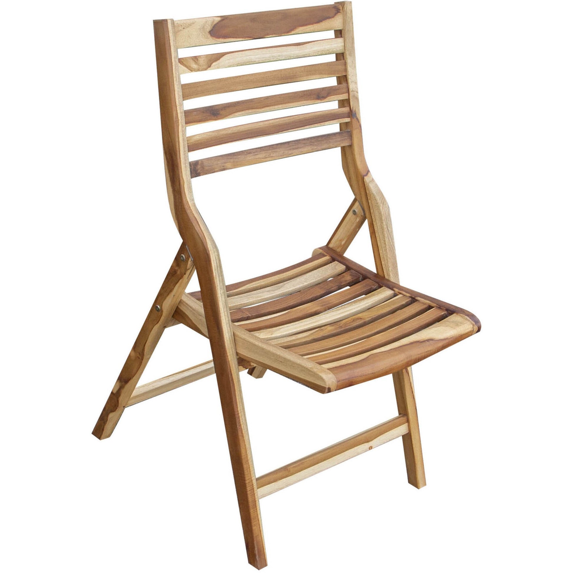 22" Brown Solid Wood Outdoor Folding Dining Chair-2