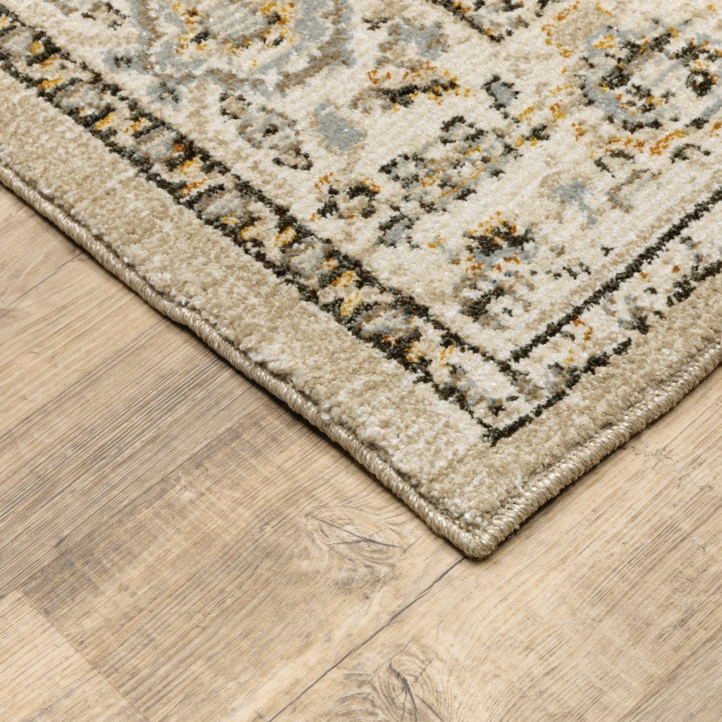 12' Beige And Ivory Runner Rug-5