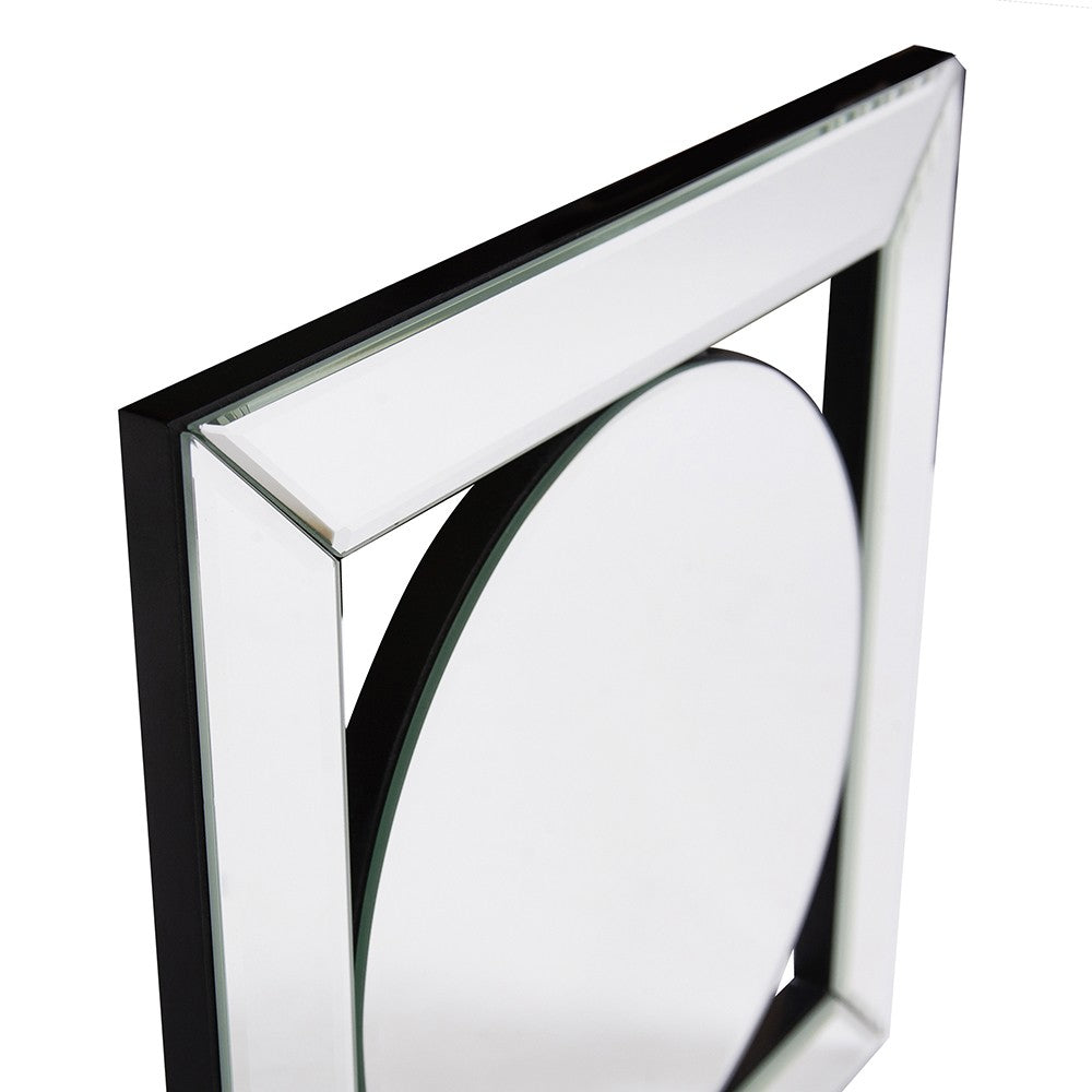 12" Round in Square Glass Framed Accent Mirror-Mirrors-DECOROLALA