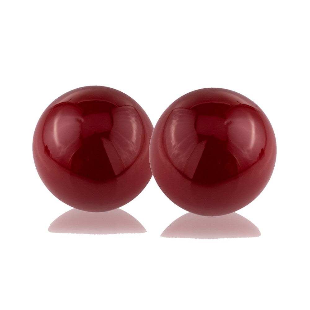 Set of Two 3" Red Aluminum Decorative Orbs-3