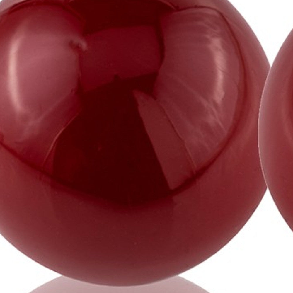 Set of Two 3" Red Aluminum Decorative Orbs-4