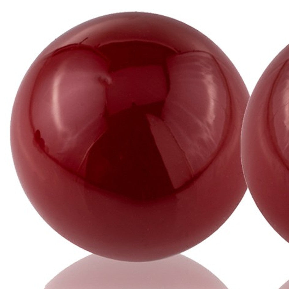 Set of Two 3" Red Aluminum Decorative Orbs-5