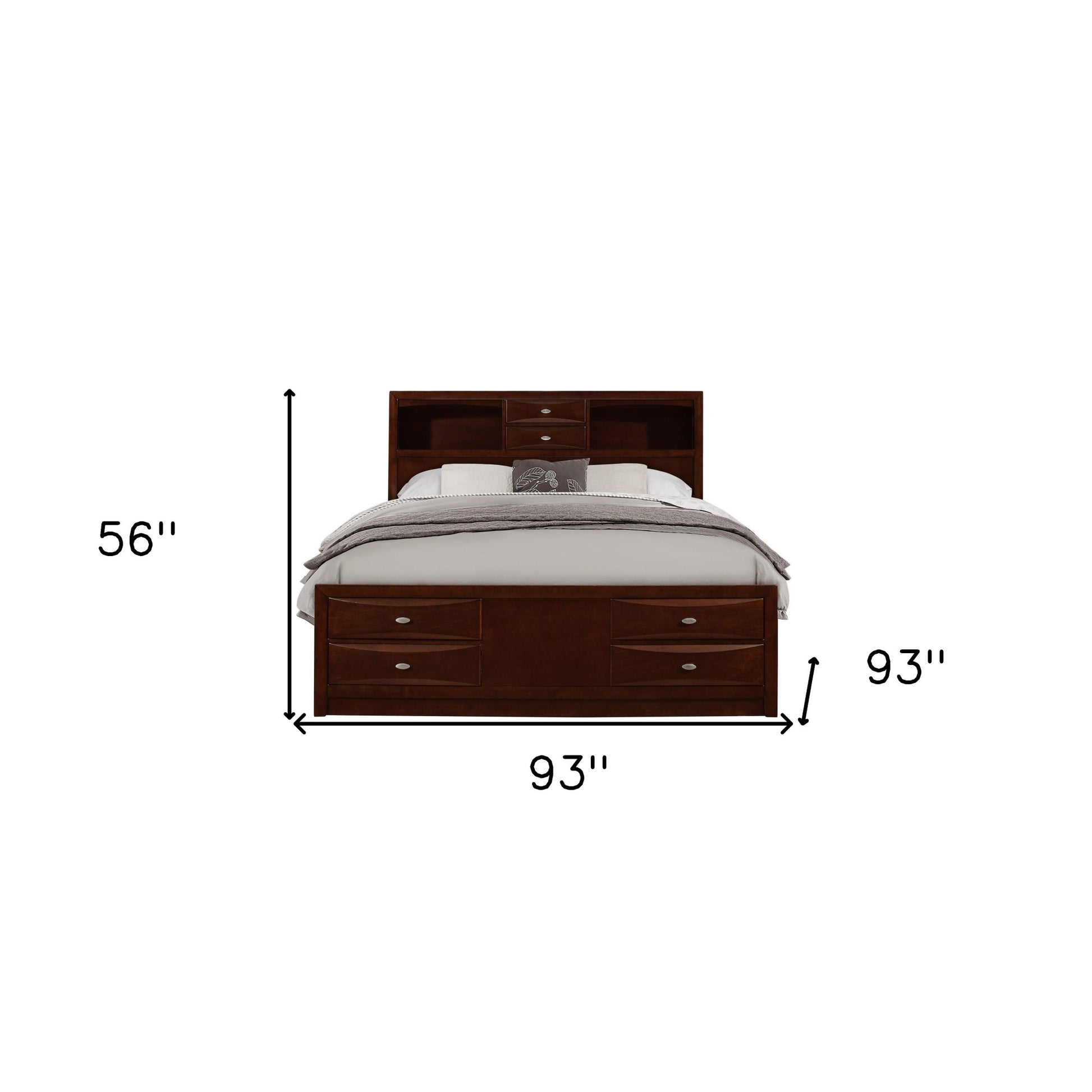 Merlot Solid Wood King Bed Frame With Eight Drawers-6