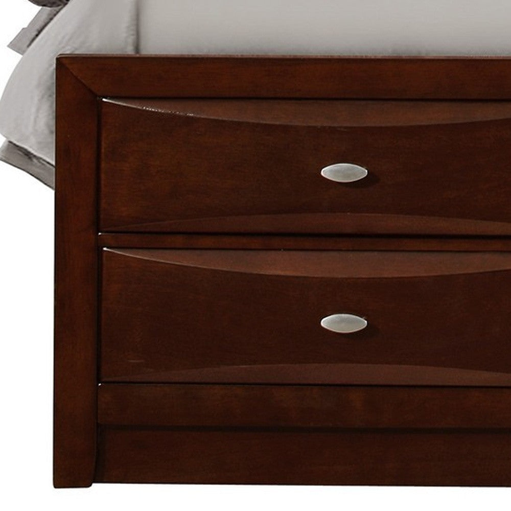 Merlot Solid Wood King Bed Frame With Eight Drawers-3