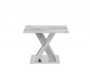18" Silver And White Solid and Manufactured Wood Square End Table-End-Side Tables-DECOROLALA