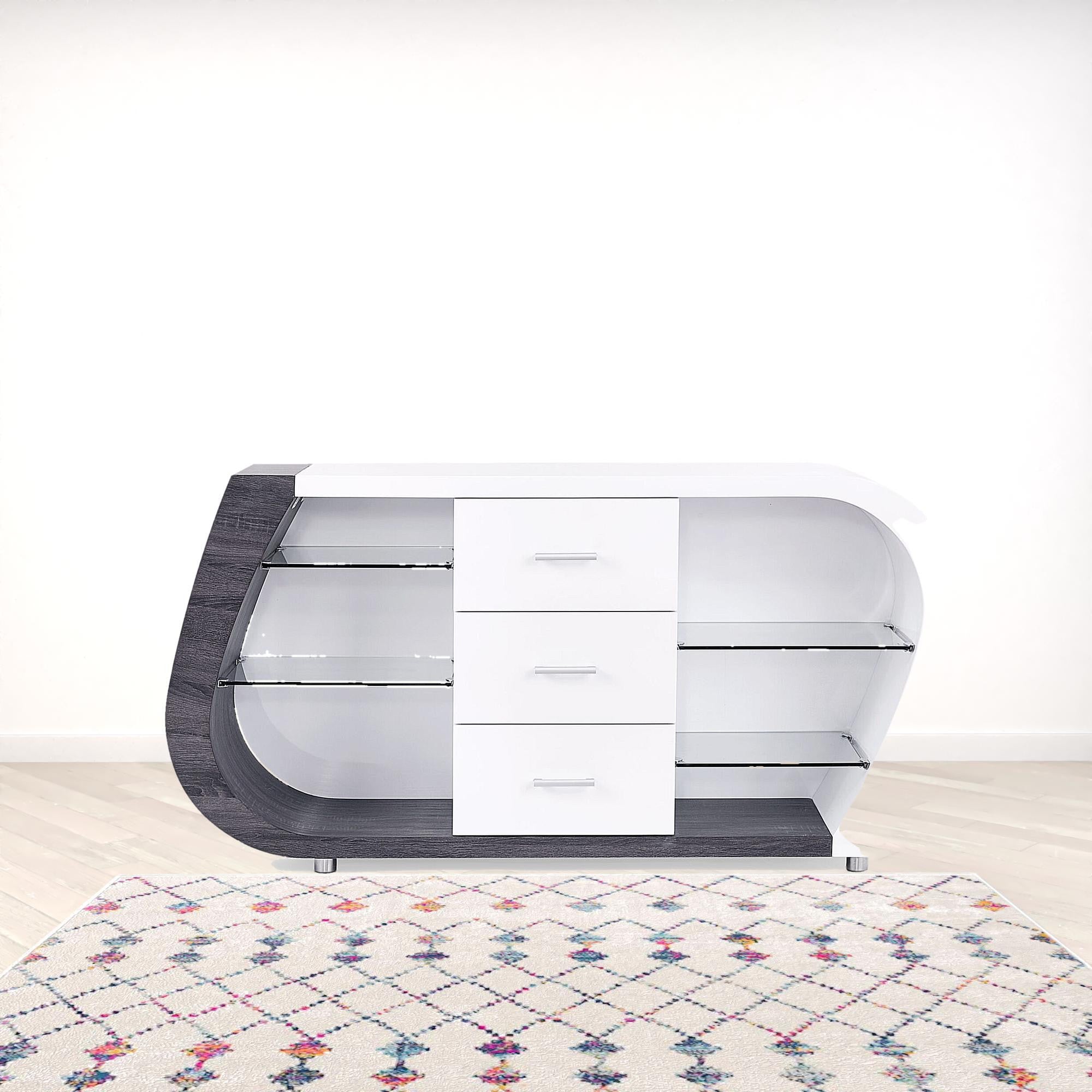 White And Grey Multi Tone Buffet With 3 Drawers-Sideboards-DECOROLALA