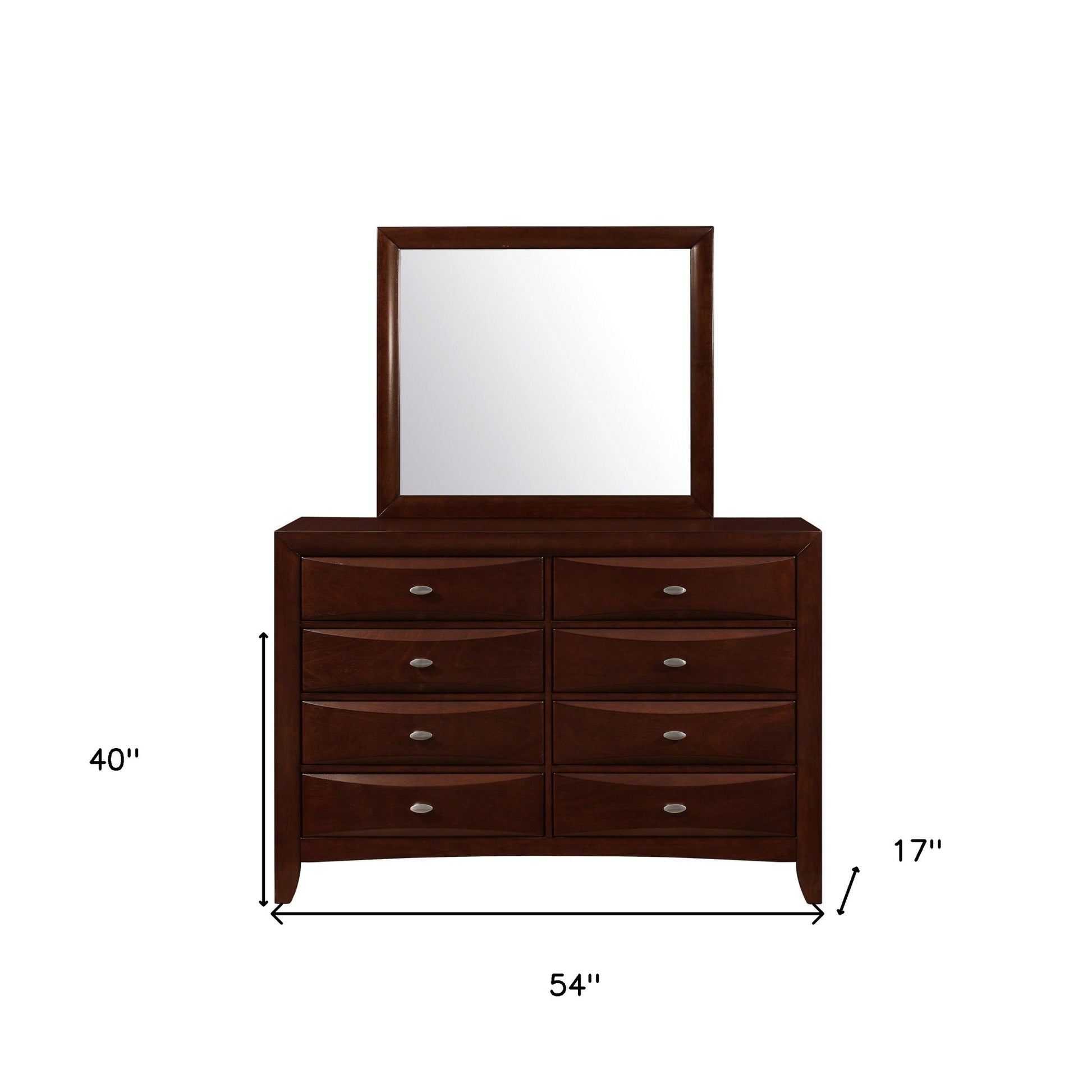 54" Cherry Solid Wood Eight Drawer Double Dresser-4