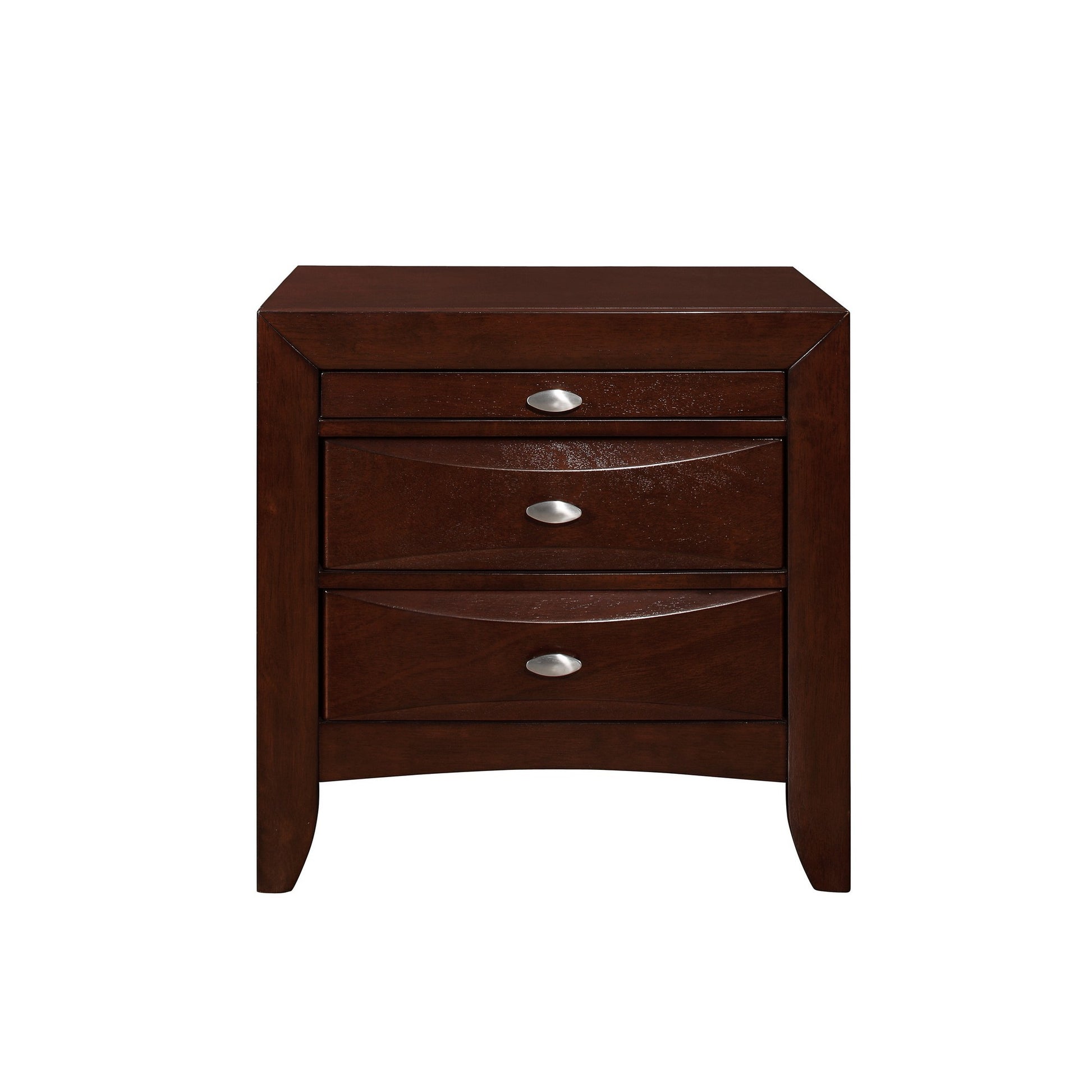 25" Merlot Wood Three Drawer Nightstand-Nightstands & Bedside Tables-DECOROLALA