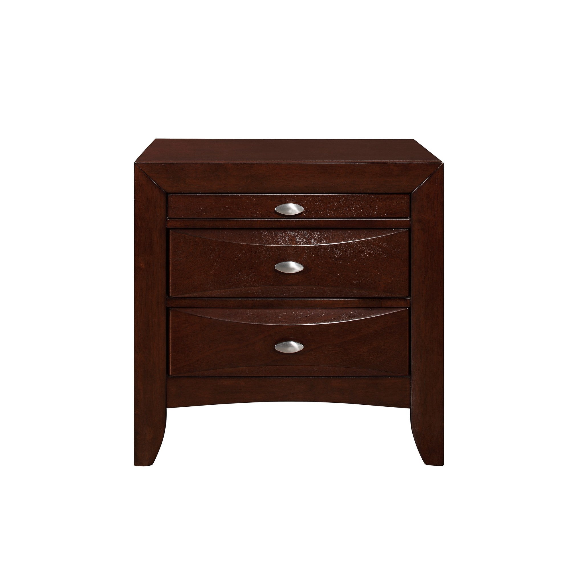 25" Merlot Wood Three Drawer Nightstand-Nightstands & Bedside Tables-DECOROLALA