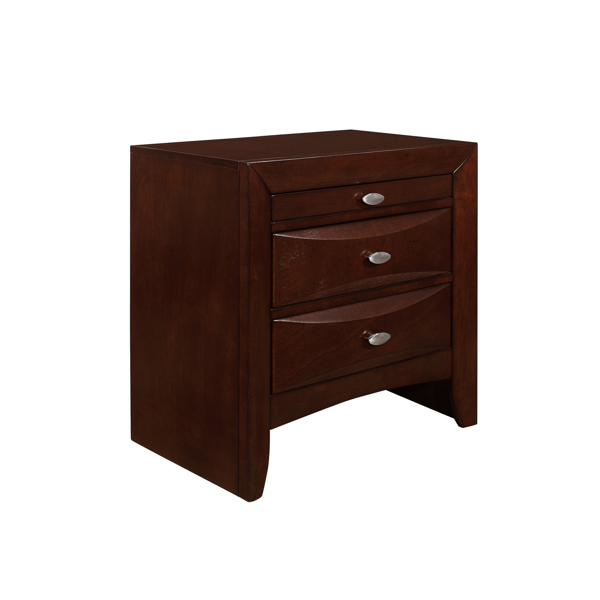 25" Merlot Wood Three Drawer Nightstand-Nightstands & Bedside Tables-DECOROLALA
