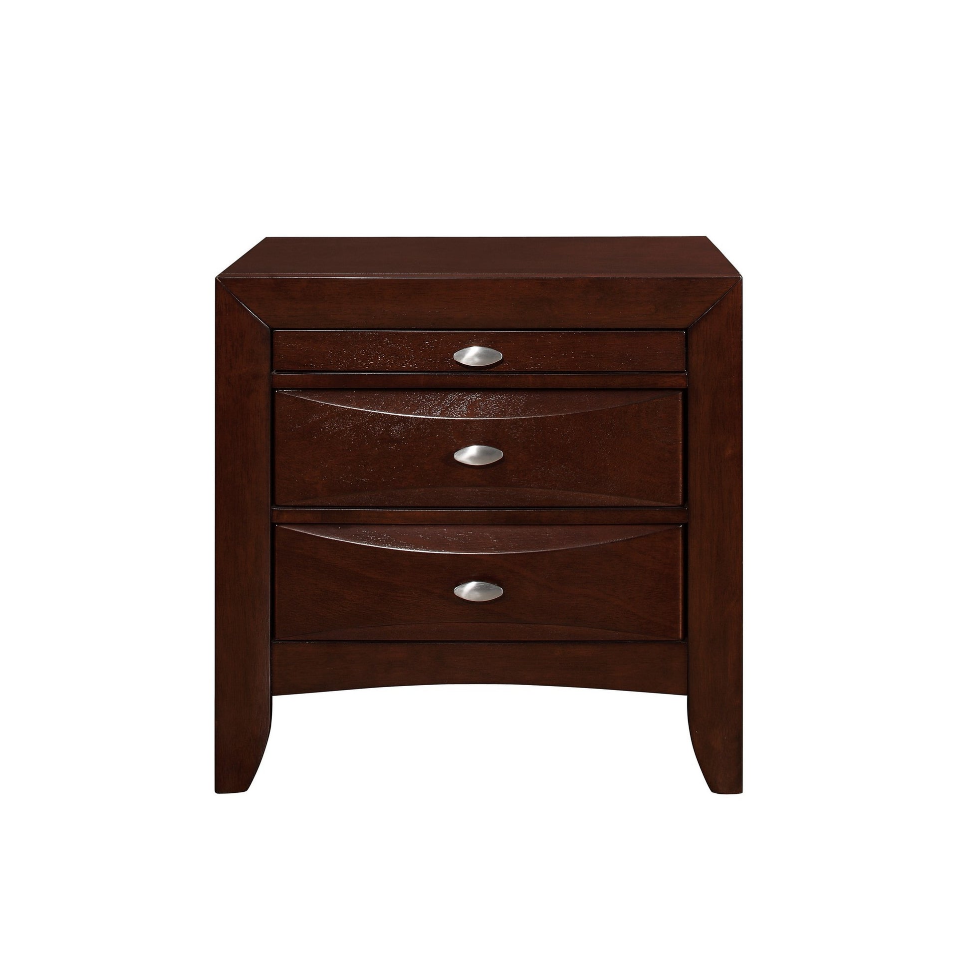 25" Merlot Wood Three Drawer Nightstand-Nightstands & Bedside Tables-DECOROLALA