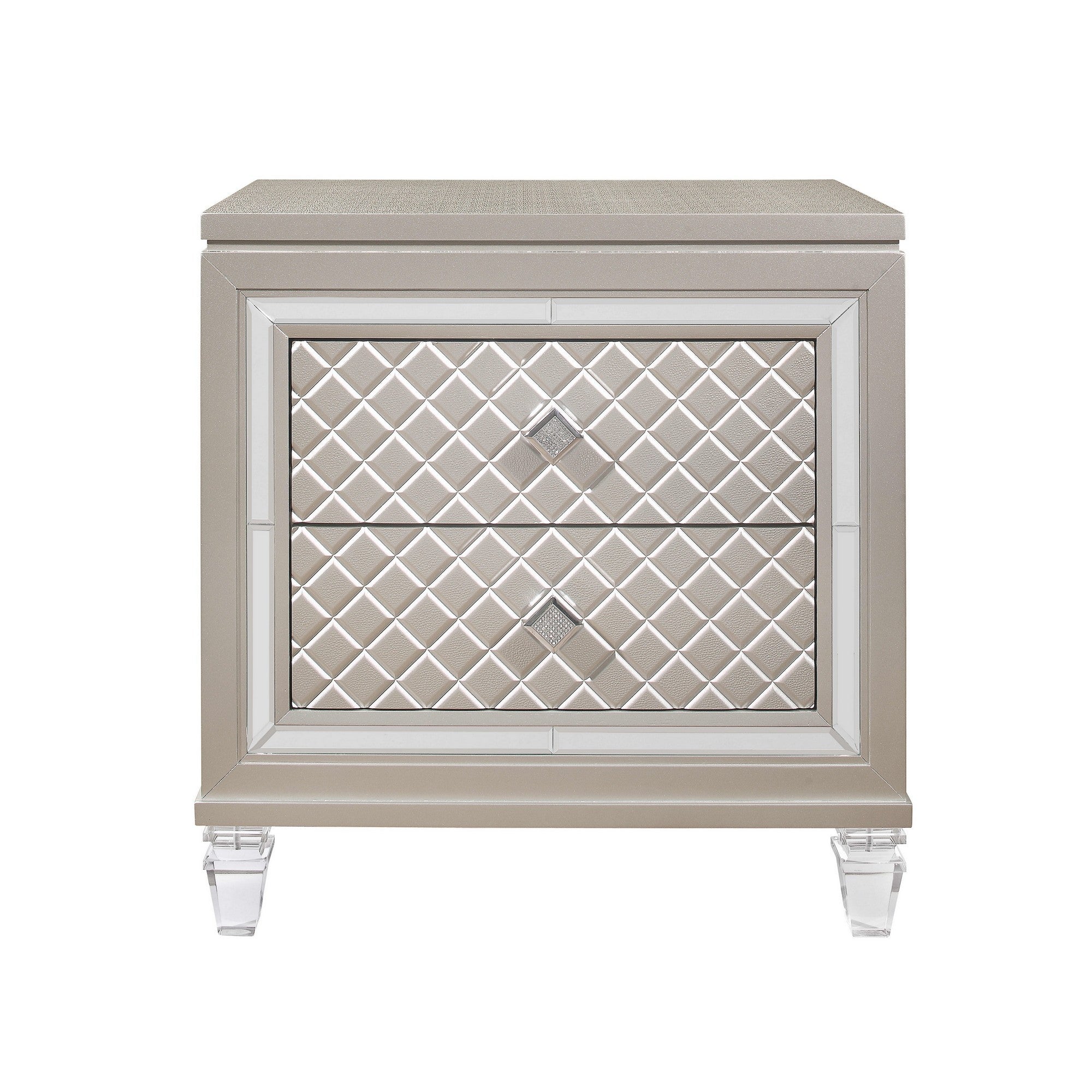 26" Solid and Manufactured Wood And Mirrored Glass Nightstand-Nightstands & Bedside Tables-DECOROLALA