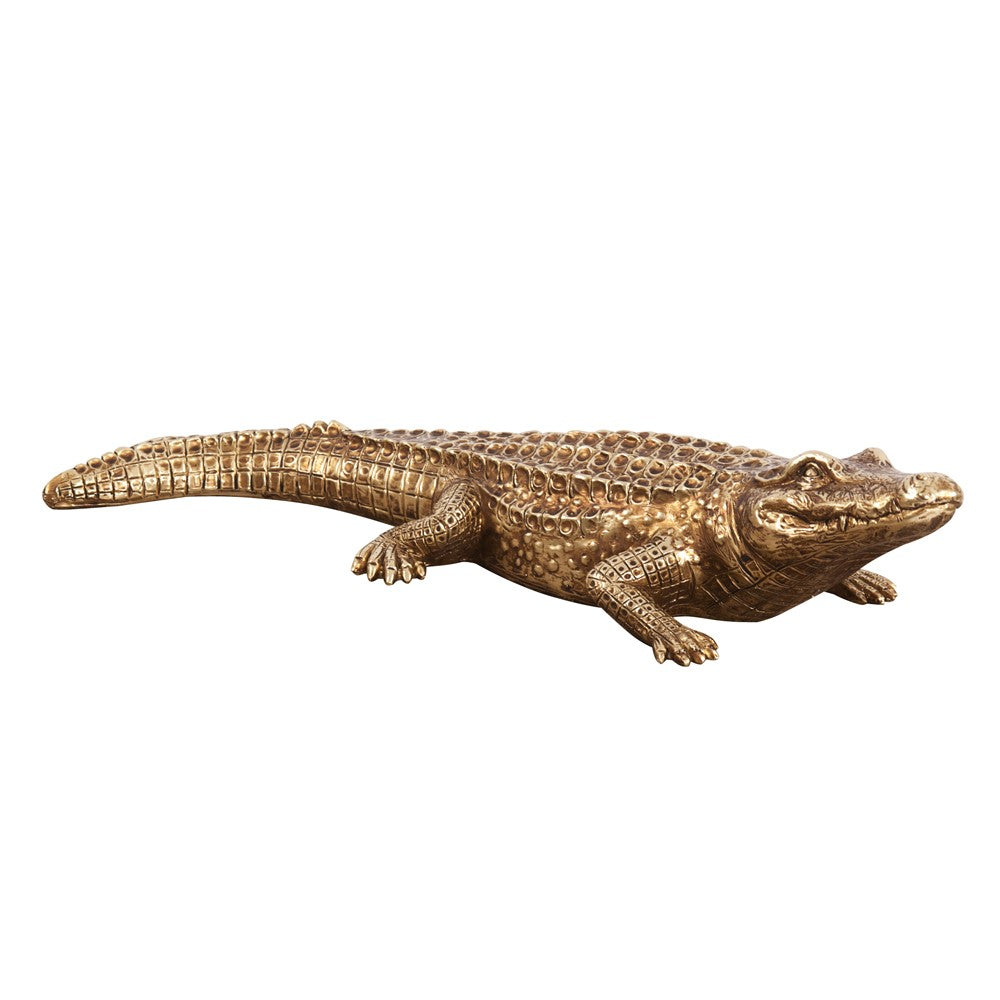 Golden Crocodile Brass Finish Sculpture-1