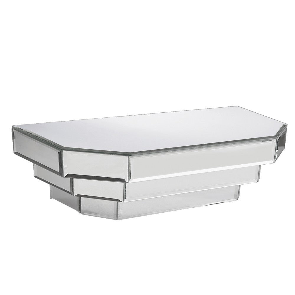 16" Silver Mirrored Glass Hanging Dimensional Floating Shelf-Wall Mounted Shelves-DECOROLALA