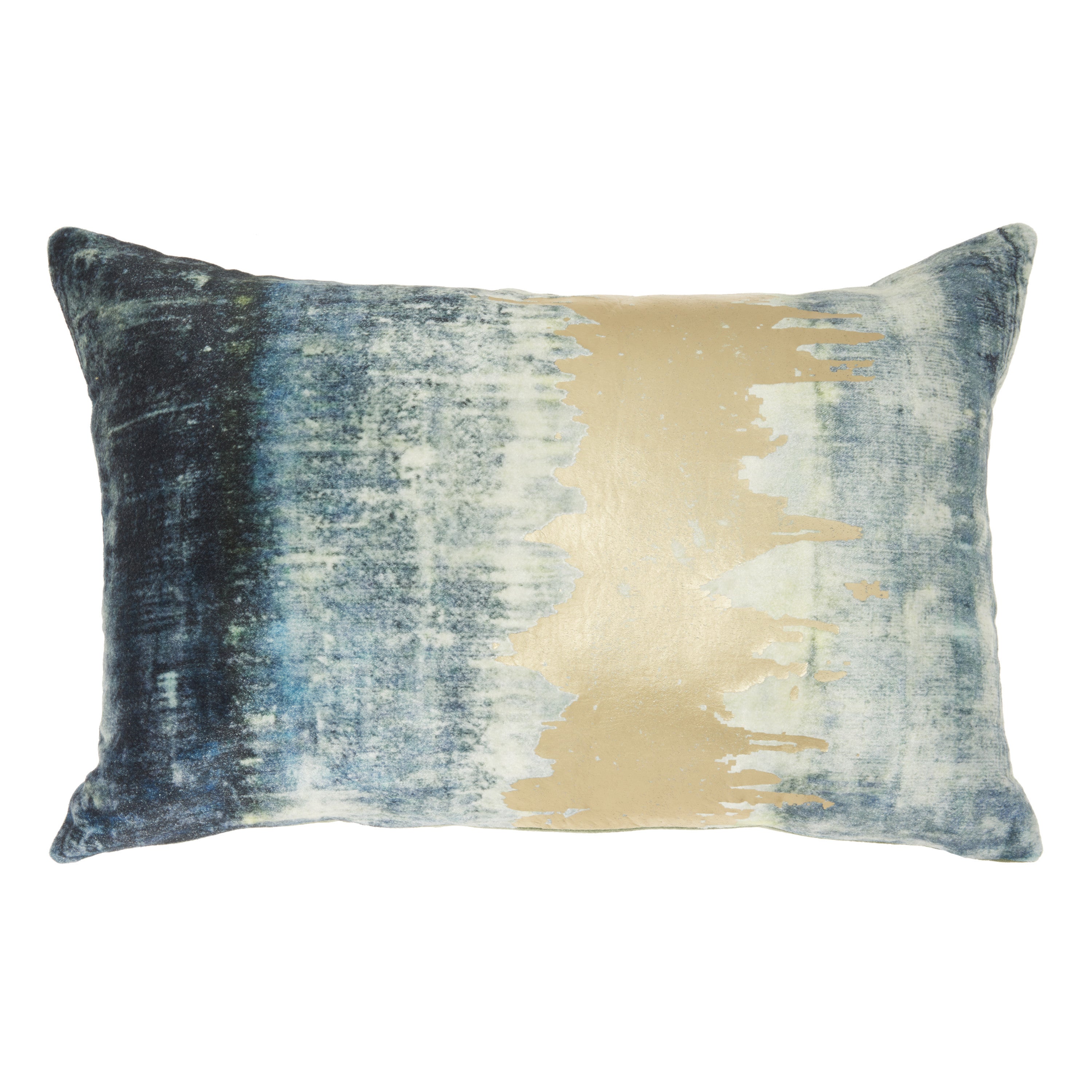 Glamorous Teal Lumbar Pillow With Metallic Gold Accents-1