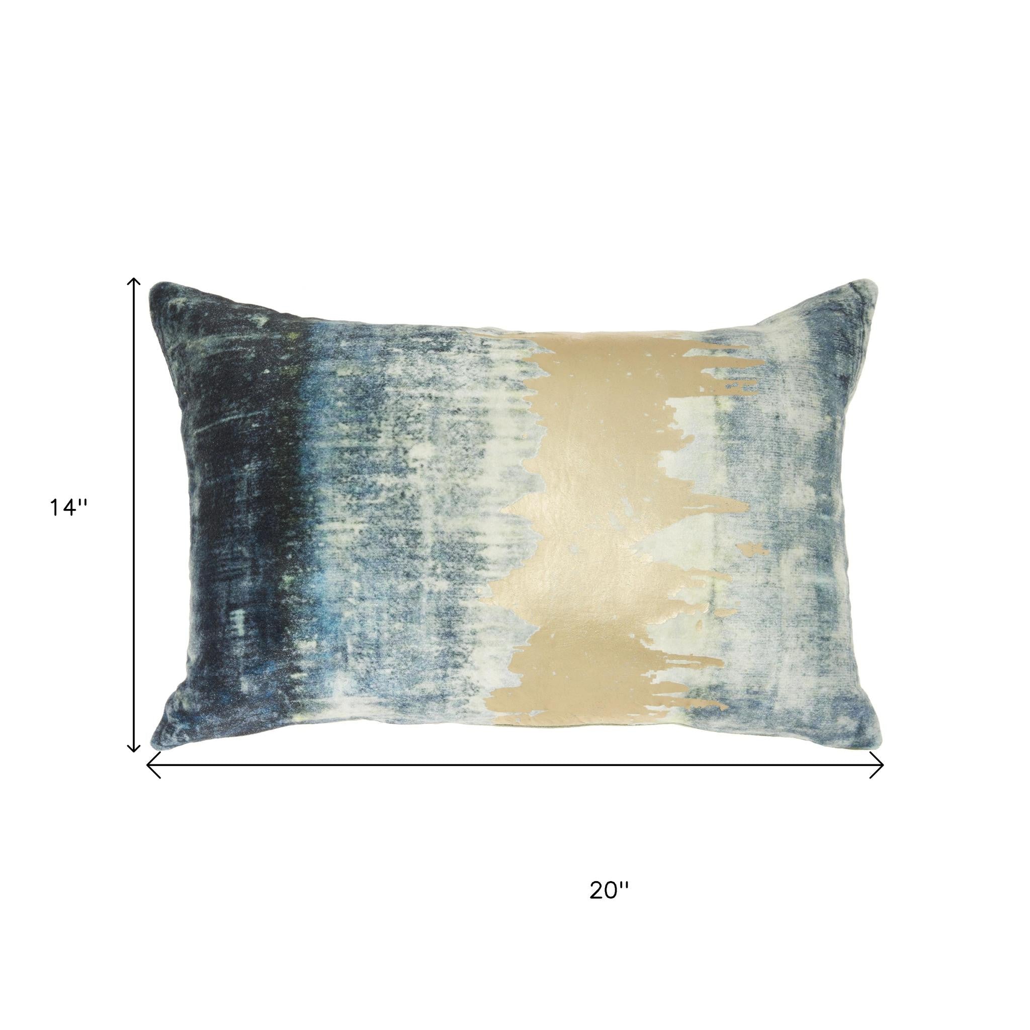 Glamorous Teal Lumbar Pillow With Metallic Gold Accents-8
