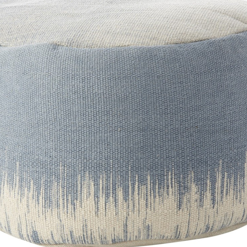 20" Blue and White Round Abstract Pouf Ottoman-3
