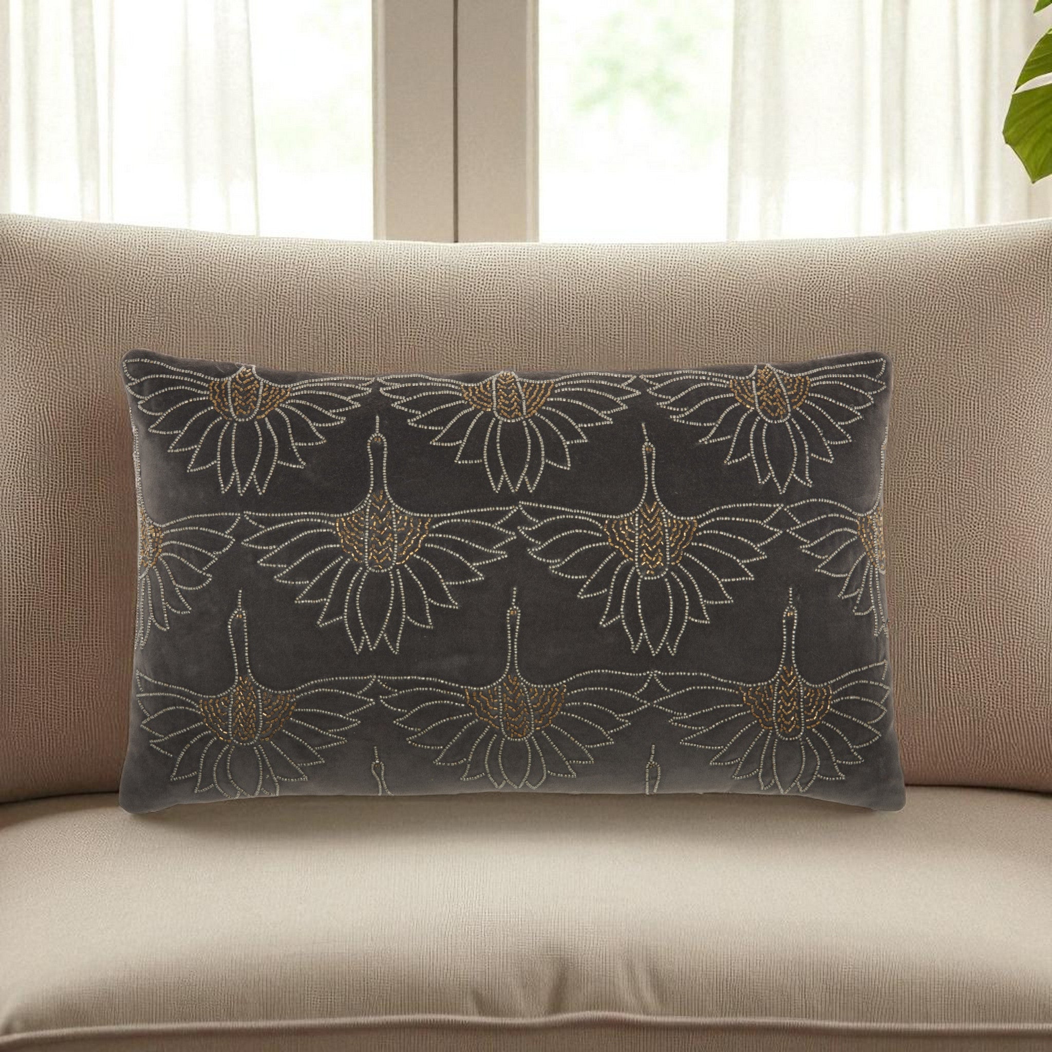 Brilliant Dark Grey Lumbar Pillow-0