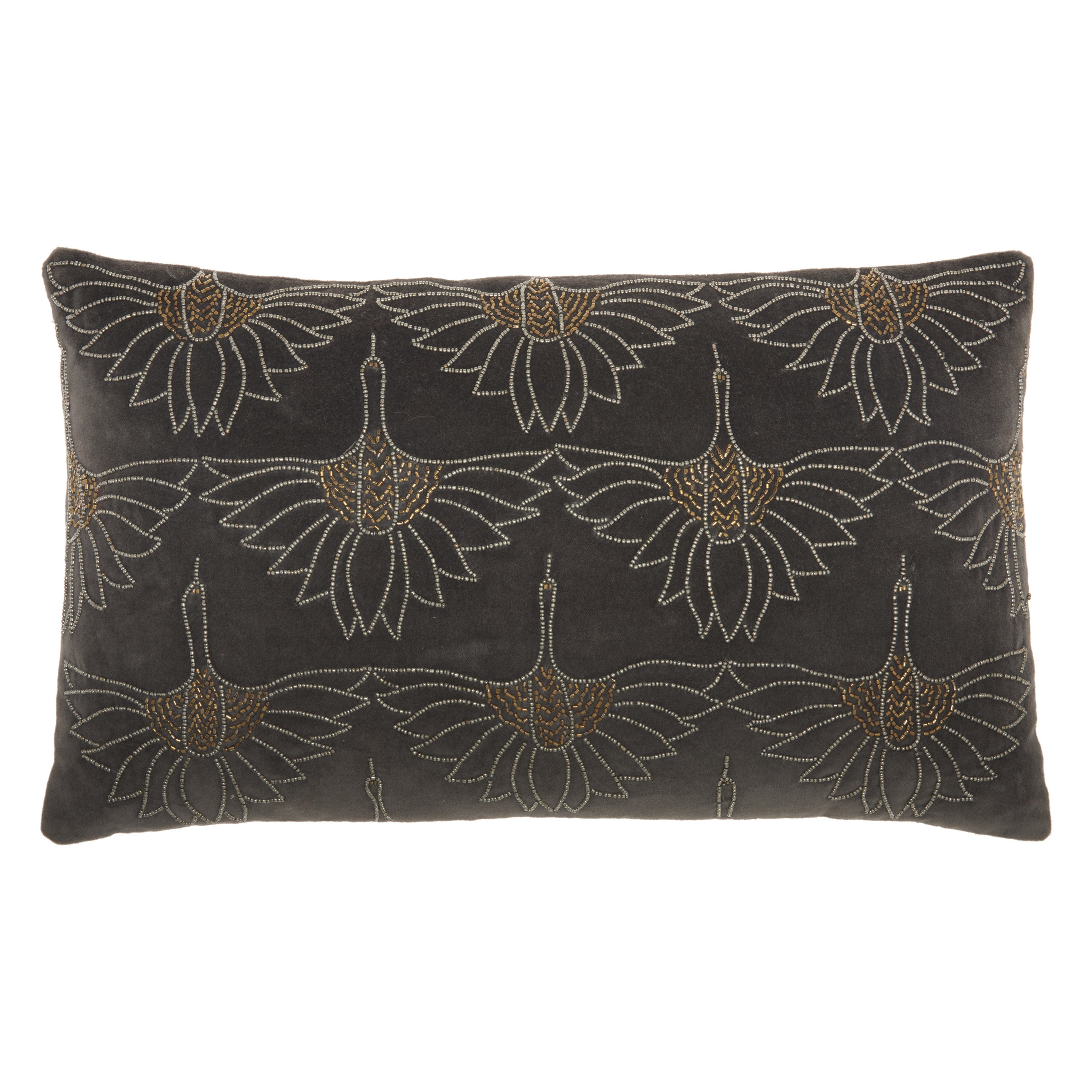 Brilliant Dark Grey Lumbar Pillow-1