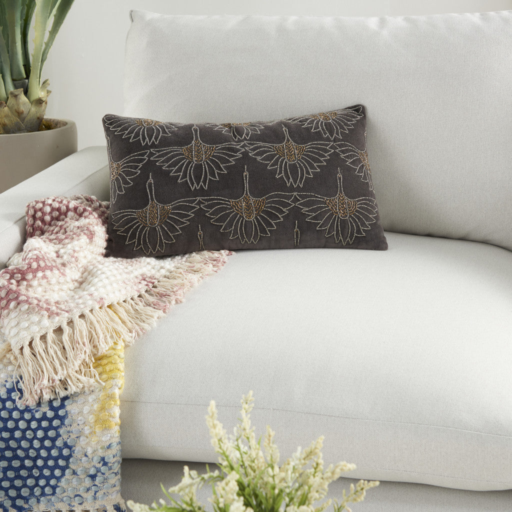 Brilliant Dark Grey Lumbar Pillow-6