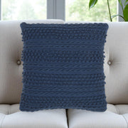 Navy Blue Textured Dots And Stripes Throw Pillow-0
