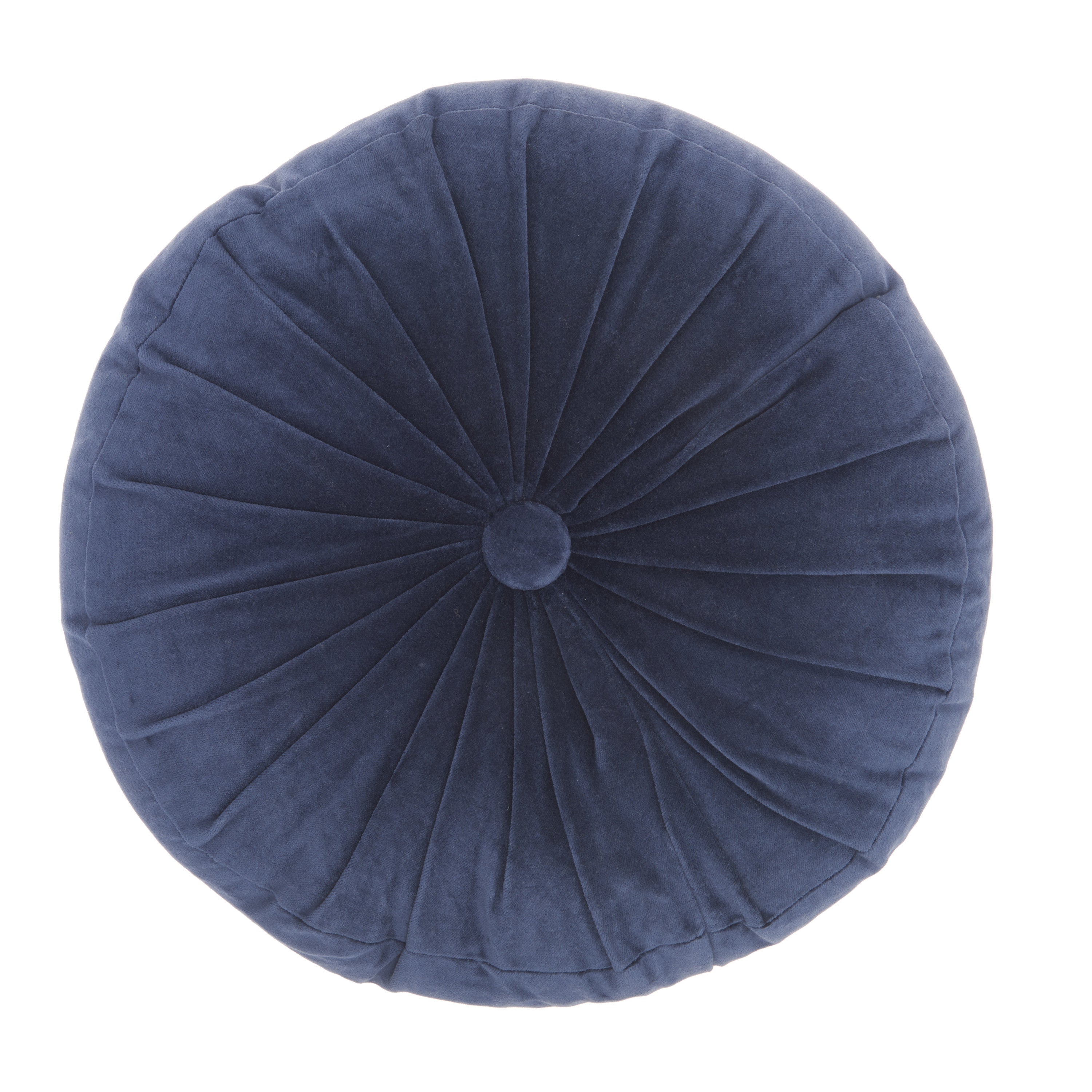 16" X 16" Dark Blue Round Velvet Throw Pillow-0