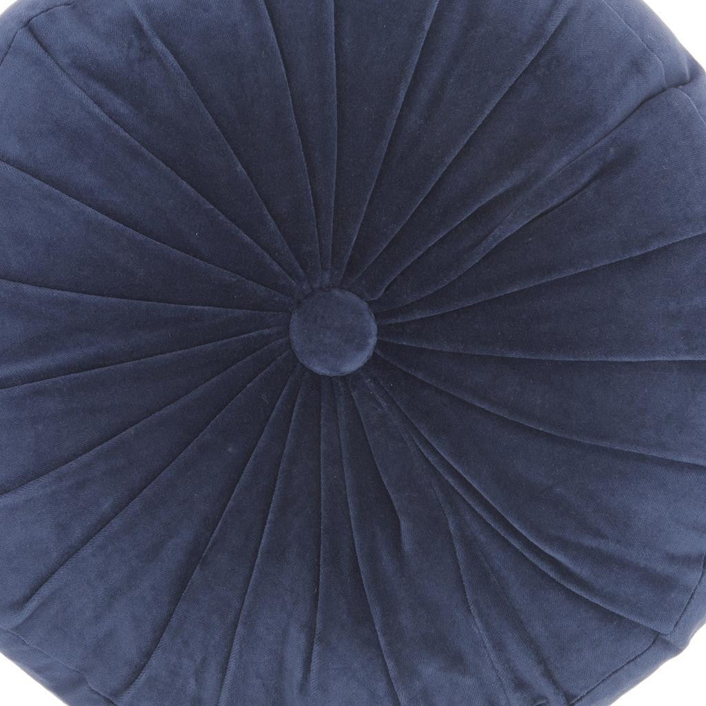 16" X 16" Dark Blue Round Velvet Throw Pillow-4