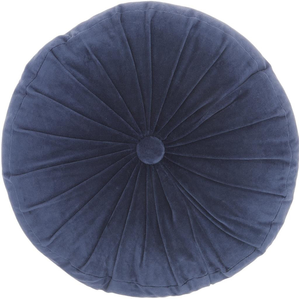 16" X 16" Dark Blue Round Velvet Throw Pillow-2