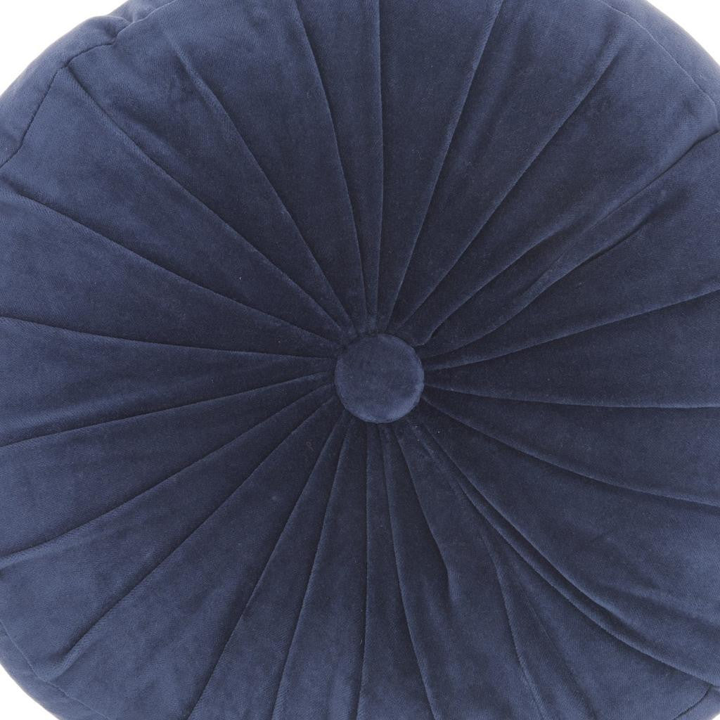16" X 16" Dark Blue Round Velvet Throw Pillow-6