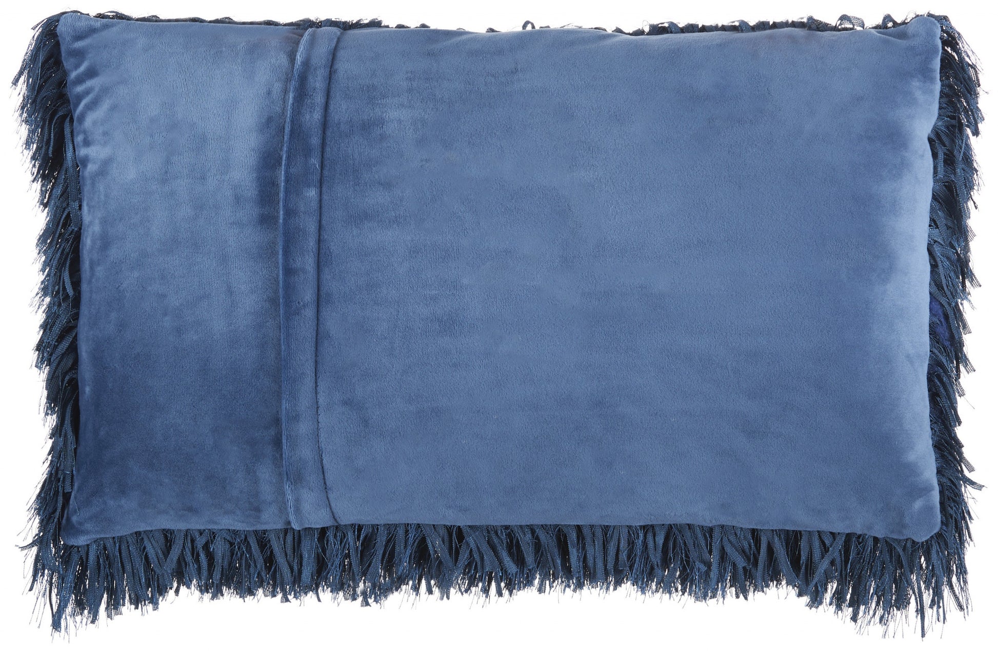 14" X 24" Long Navy Shag Throw Pillow-3