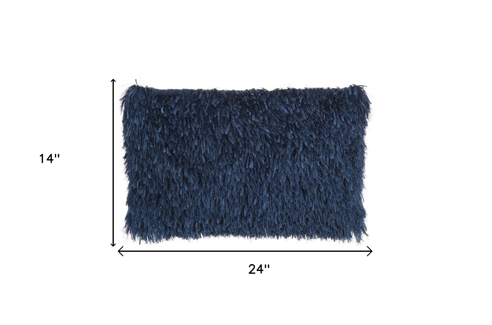 14" X 24" Long Navy Shag Throw Pillow-7