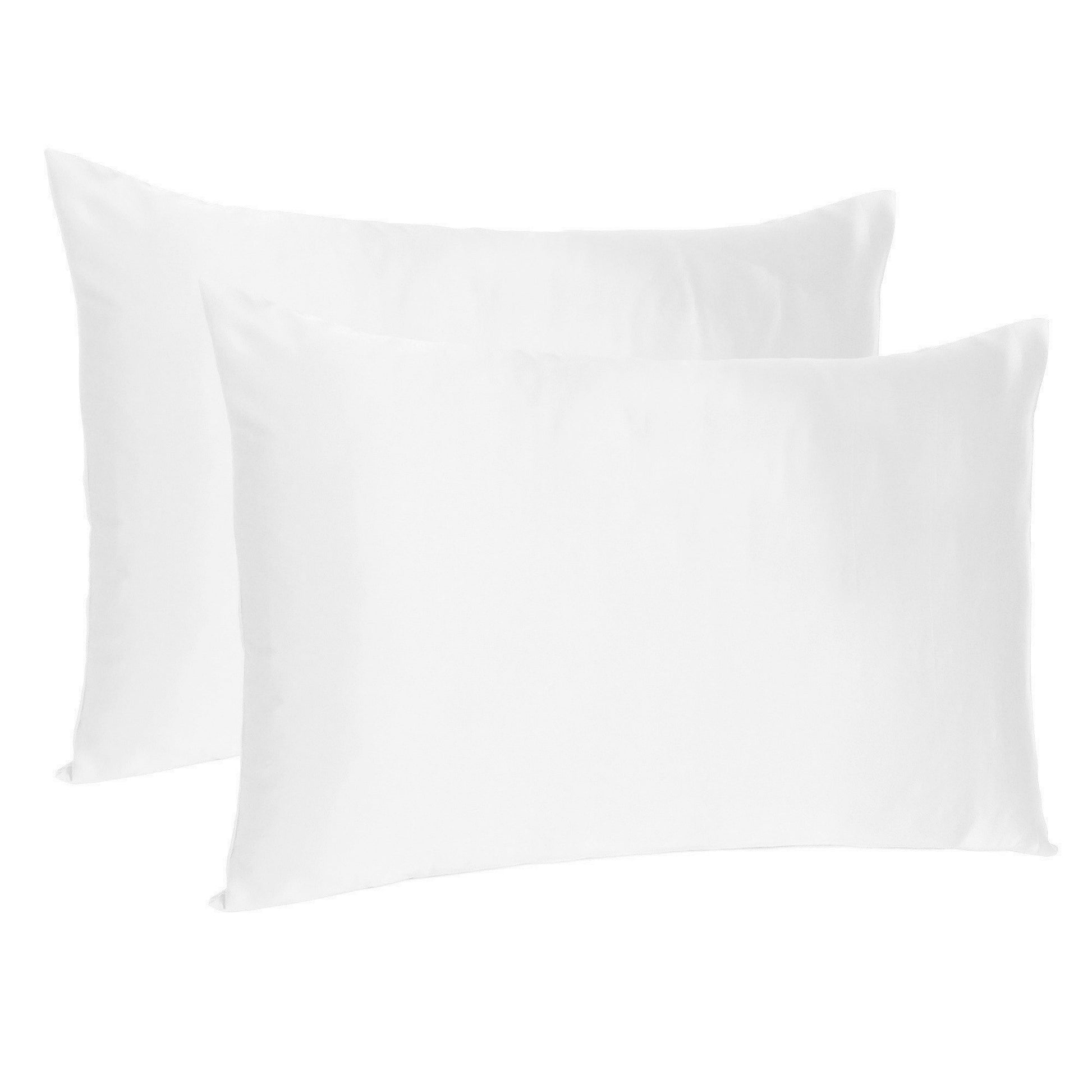 White Dreamy Set Of 2 Silky Satin King Pillowcases-Bed Sheets-DECOROLALA