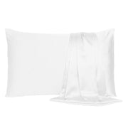 White Dreamy Set Of 2 Silky Satin King Pillowcases-Bed Sheets-DECOROLALA