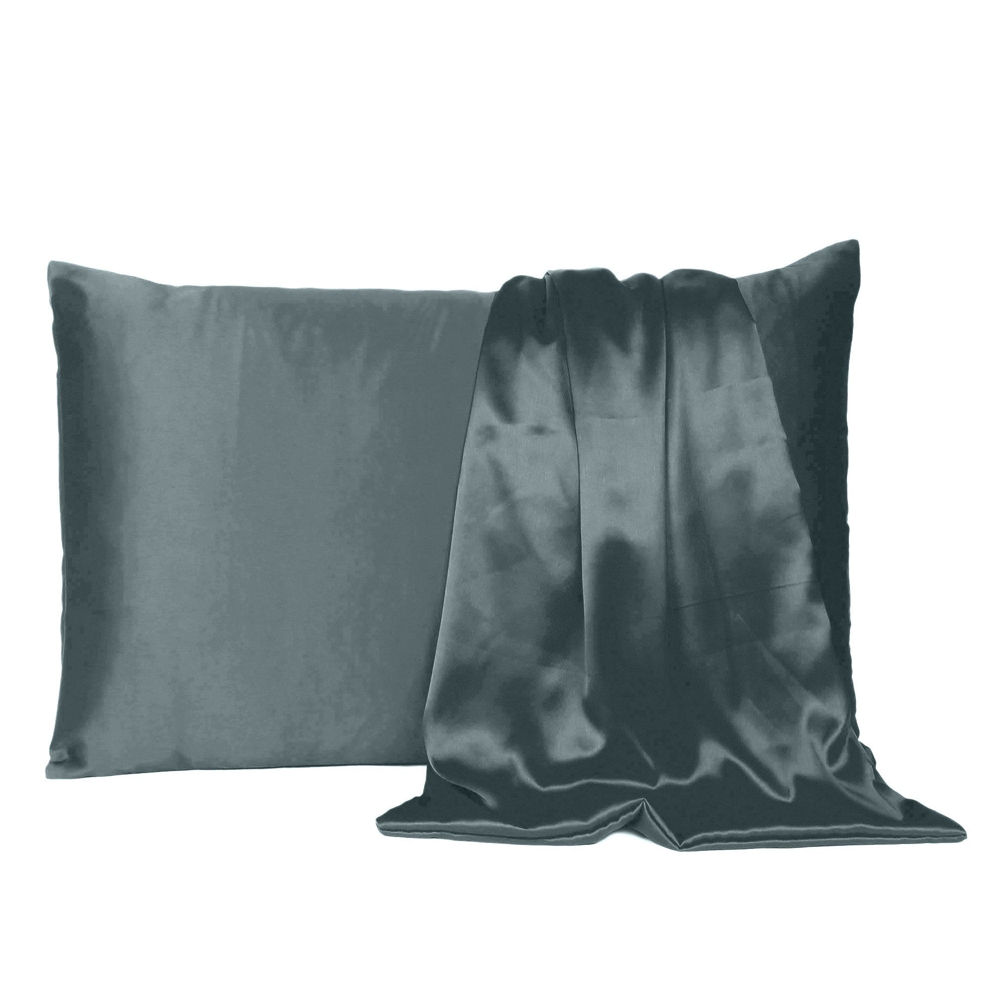 Gray Dreamy Set Of 2 Silky Satin King Pillowcases-Bed Sheets-DECOROLALA