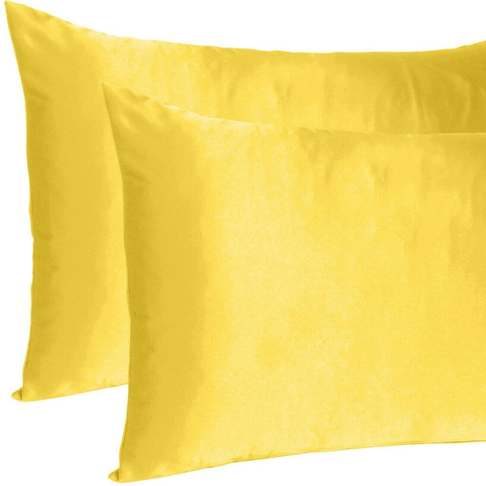 Lemon Dreamy Set Of 2 Silky Satin King Pillowcases-Bed Sheets-DECOROLALA