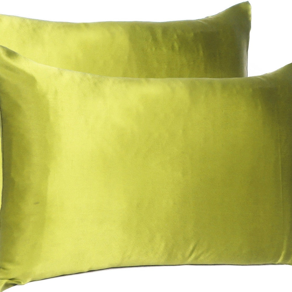 Lemongrass Dreamy Set Of 2 Silky Satin King Pillowcases-Bed Sheets-DECOROLALA