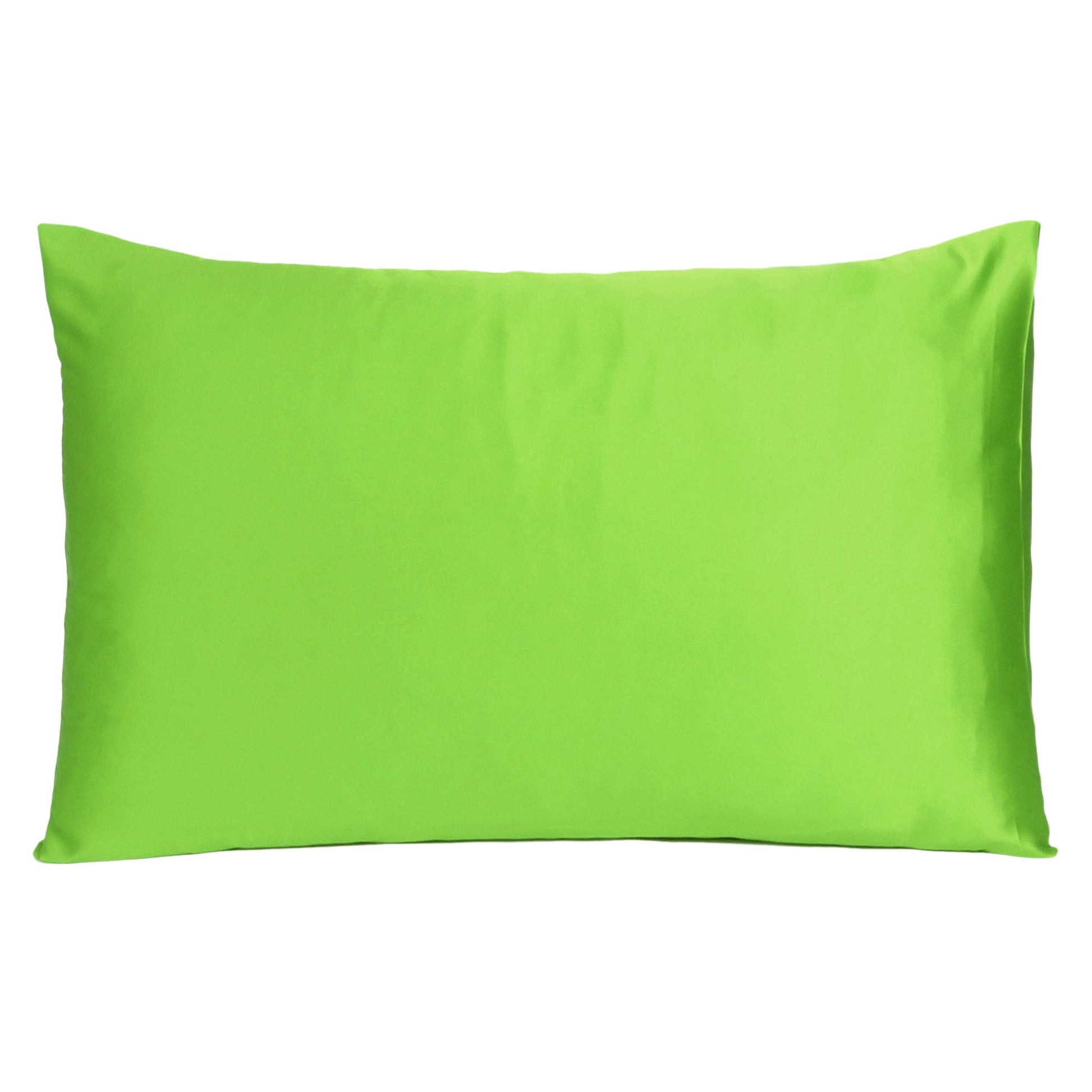 Set of Two Bright Green Dreamy Silky Satin King Pillowcases-Bed Sheets-DECOROLALA