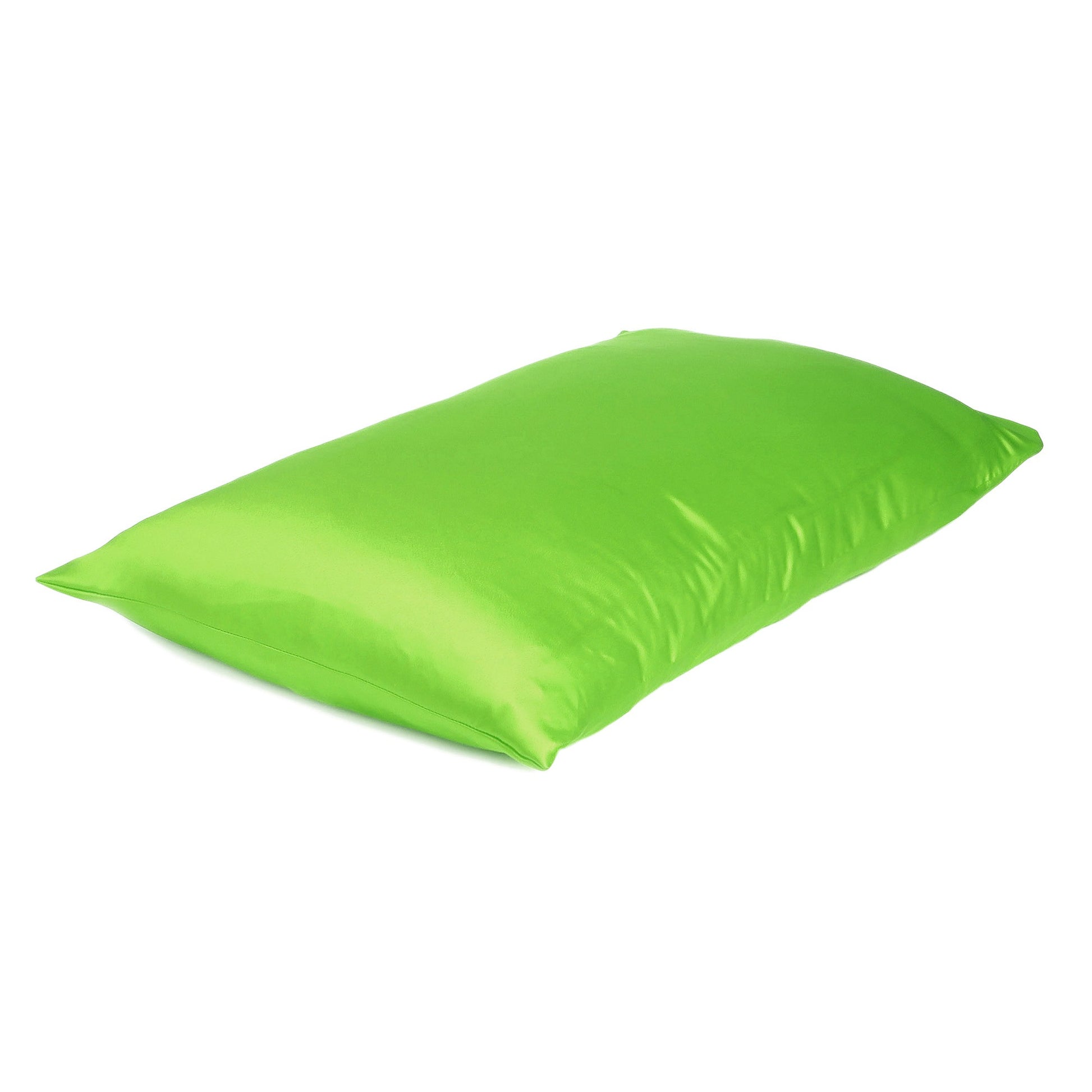 Set of Two Bright Green Dreamy Silky Satin King Pillowcases-Bed Sheets-DECOROLALA