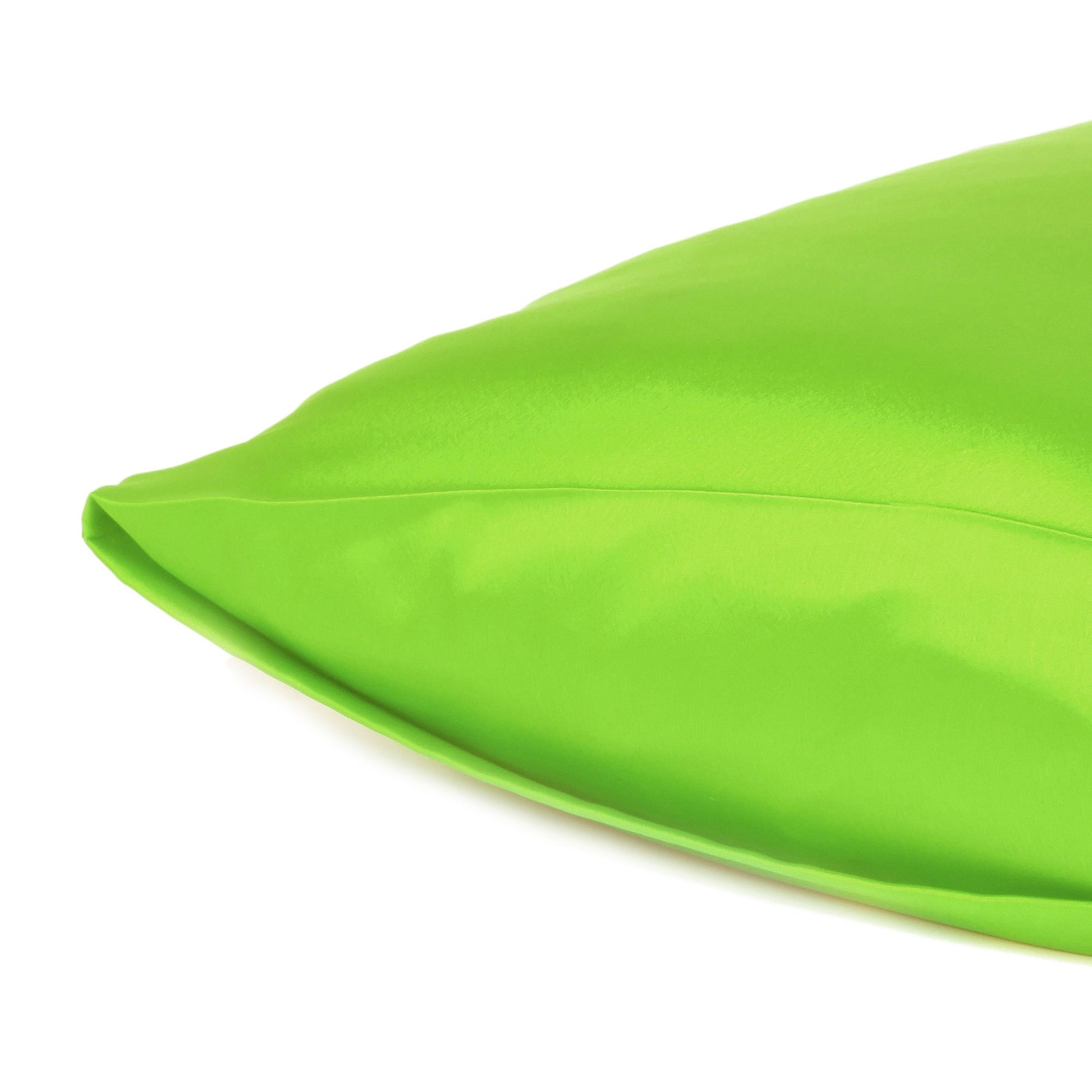Set of Two Bright Green Dreamy Silky Satin King Pillowcases-Bed Sheets-DECOROLALA