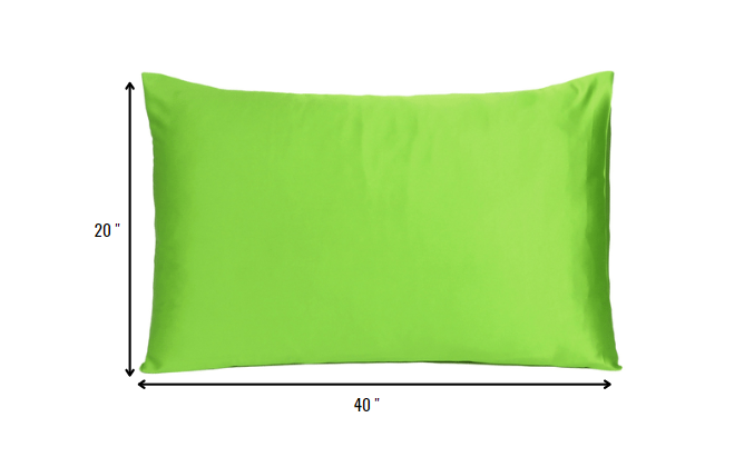 Set of Two Bright Green Dreamy Silky Satin King Pillowcases-Bed Sheets-DECOROLALA