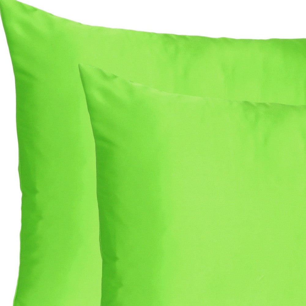 Set of Two Bright Green Dreamy Silky Satin King Pillowcases-Bed Sheets-DECOROLALA