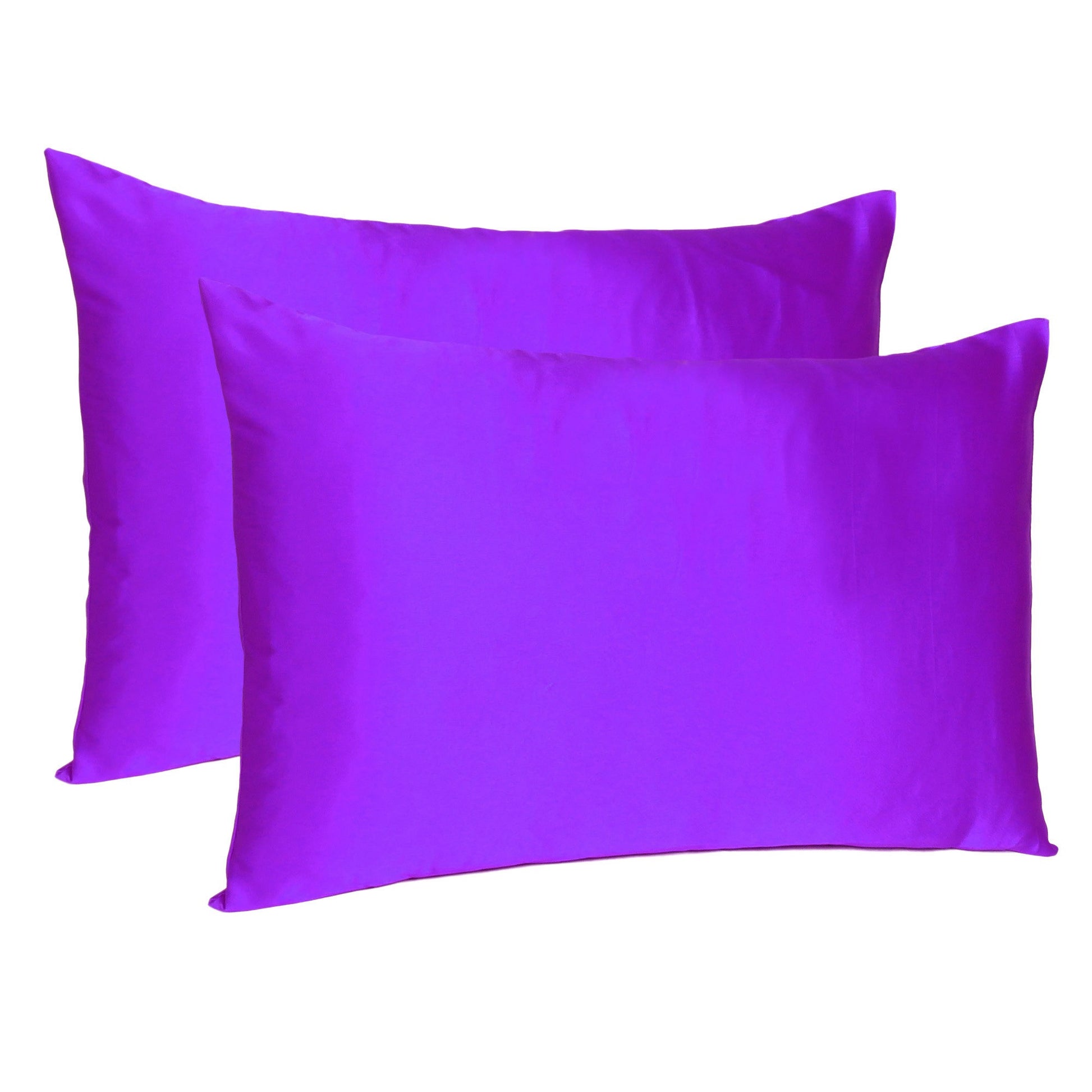 Bright Purple Dreamy Set Of 2 Silky Satin King Pillowcases-Bed Sheets-DECOROLALA
