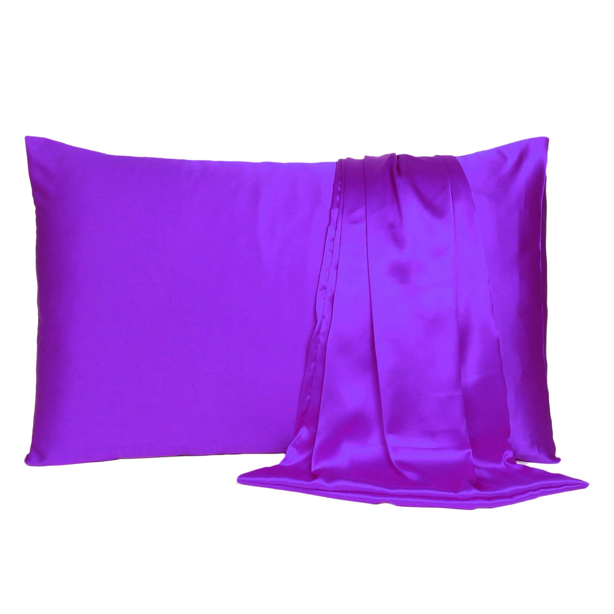 Bright Purple Dreamy Set Of 2 Silky Satin King Pillowcases-Bed Sheets-DECOROLALA
