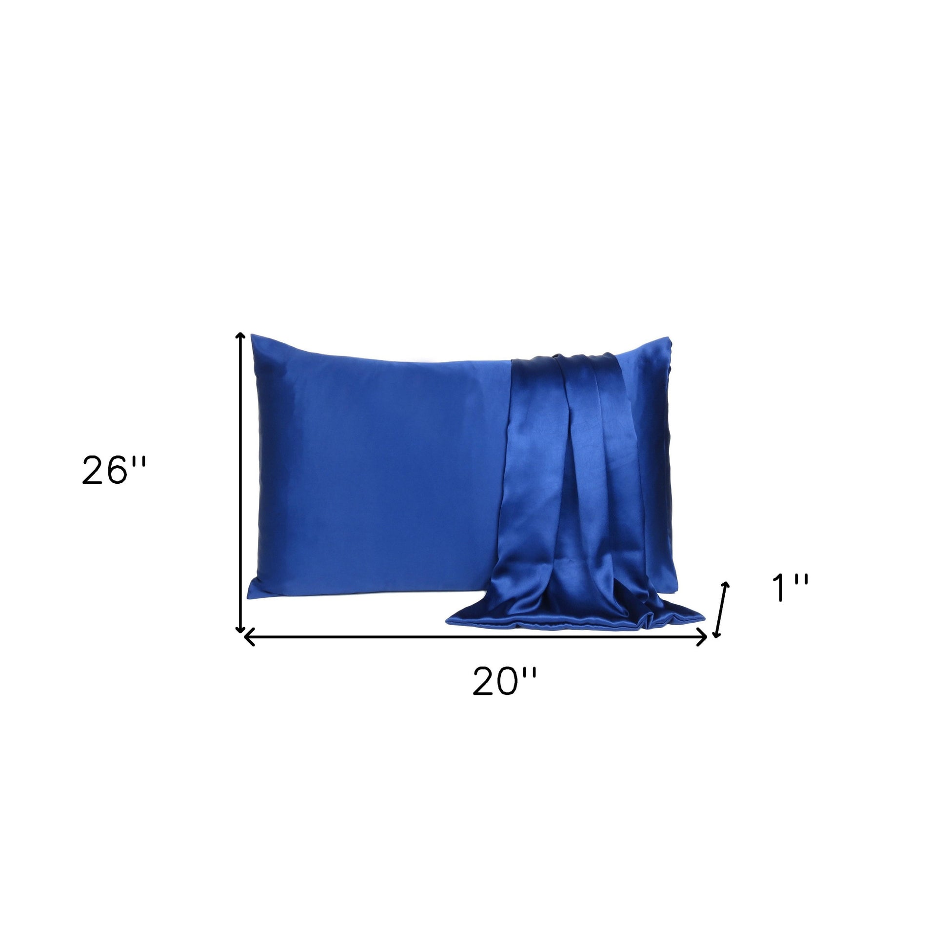 Navy Blue Dreamy Set Of 2 Silky Satin Standard Pillowcases-Bed Sheets-DECOROLALA